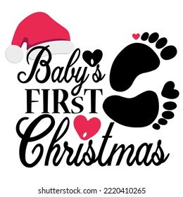 Baby's first Christmas, decorative card, vector illustration