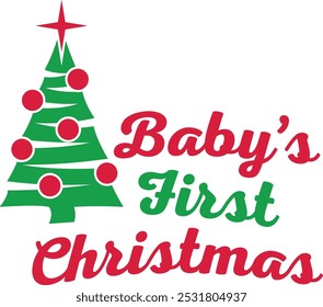 Baby's First Christmas Graphic Design, Vector Illustration