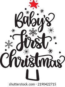 Baby's First Christmas, Merry Christmas, Santa, Christmas Holiday, Vector Illustration Files