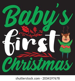 baby's first Christmas t shirt design, vector file. 