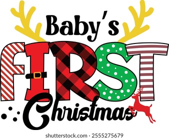 baby's first Christmas t-shirt design. typography design. you will get a high quality EPS design.