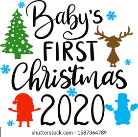 Baby's first Christmas vector decoration for T-shirt