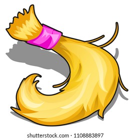 Baby's first curl isolated on white background. A memorable symbol of early childhood. Vector cartoon close-up illustration.