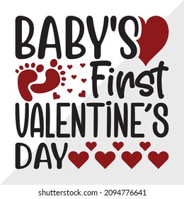 Babys First Valentine's Day Printable Vector Illustration