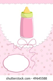 Baby's greetings card with milk bottle (EPS10)
