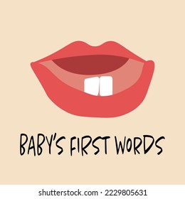 Babys lips. Poster babys first words.
