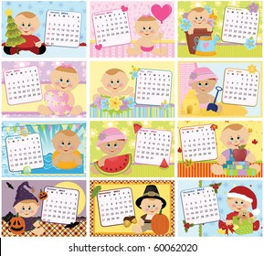 Baby's monthly calendar for 2011 (EPS10)