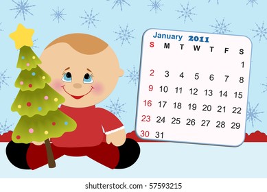 Baby's monthly calendar for january 2011 (EPS10)