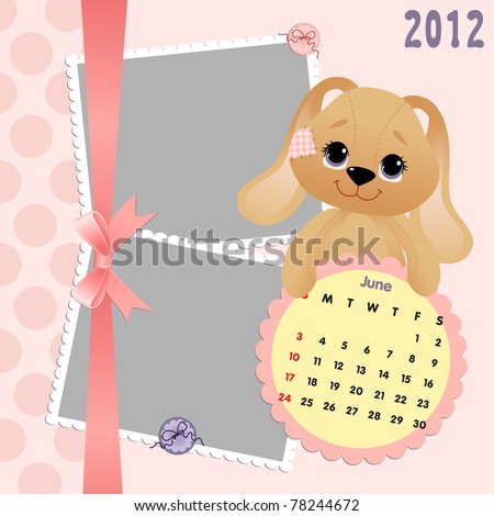 Baby's monthly calendar for june 2012 with photo frames (EPS10)