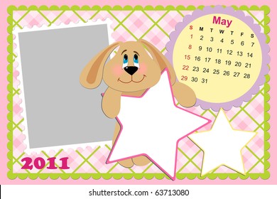 Baby's monthly calendar for may 2011's with photo frame (EPS10)