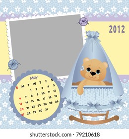 Baby's monthly calendar for may 2012 with photo frames