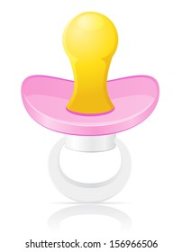 babys pacifier pink vector illustration isolated on white background