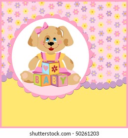 Baby's postcard with doggy and letter cubes (EPS10)