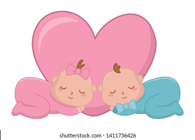 babys sleeping with heart vector illustration