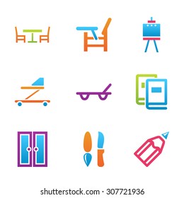 baby's things and home stuff icon set