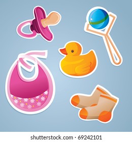 baby's toys icon set - vector illustration