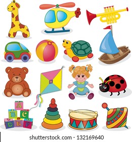 Baby's toys set. Vector illustration