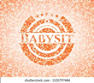 Babysit abstract orange mosaic emblem
