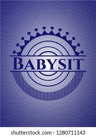 Babysit badge with denim texture