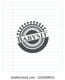 Babysit with pencil strokes. Vector Illustration. Detailed.