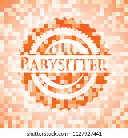 Babysitter abstract orange mosaic emblem