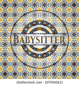  Babysitter arabesque emblem background. arabic decoration.