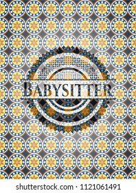 Babysitter arabesque style badge. arabic decoration.