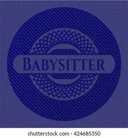 Babysitter badge with denim background