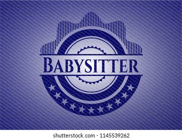 Babysitter badge with jean texture