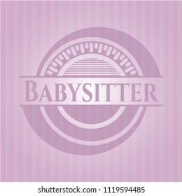 Babysitter badge with pink background