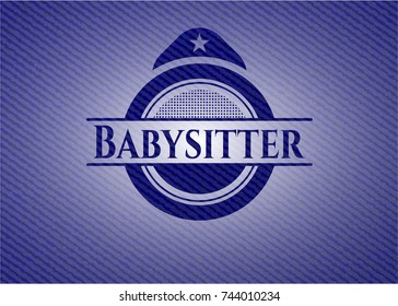Babysitter emblem with denim texture