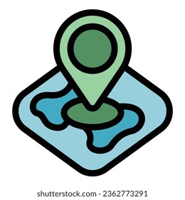Babysitter location icon outline vector. Baby education. Online service color flat
