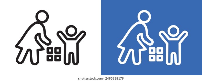 Conjunto de logotipo de niñera con contorno de Vector