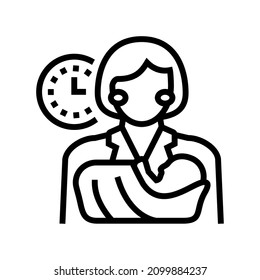 Babysitter für Neugeborene Linie Symbol Vektorgrafik. Babysitter für Neugeborene Schild. isoliertes Kontursymbol
