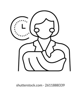 babysitter for newborns line icon vector. babysitter for newborns sign. isolated contour symbol black illustration