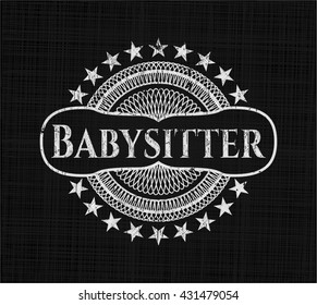 Babysitter on blackboard