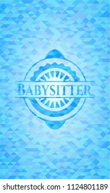 Babysitter realistic light blue emblem. Mosaic background