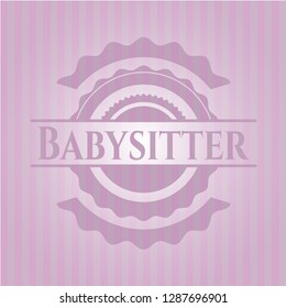 Babysitter realistic pink emblem