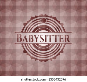 Babysitter red badge with geometric background. Seamless.