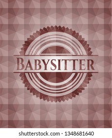 Babysitter red geometric emblem. Seamless.