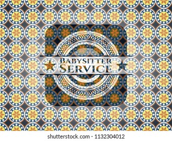 Babysitter Service arabesque emblem. arabic decoration.