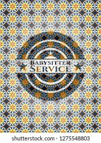 Babysitter Service arabesque emblem background. arabic decoration.