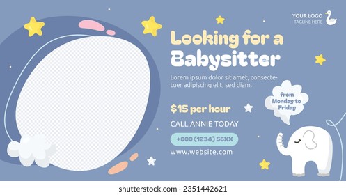 Babysitter service. Babysitting club. Nanny occupation. Childcare assistance. Baby Care. Vector Illustration. Poster, Banner, Flyer. Babysitting background. babysitting job. nanny skills. childcare.