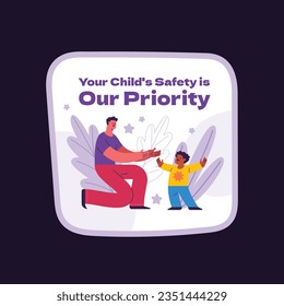 Babysitter service. Babysitting club. Nanny occupation. Childcare assistance. Baby Care. Vector Illustration. label, sticker, poster. Babysitting background. babysitting job. nanny skills. childcare.