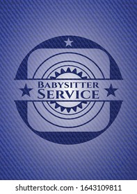 Babysitter Service with denim texture. Vector Illustration. Detailed.
