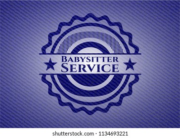Babysitter Service emblem with denim high quality background
