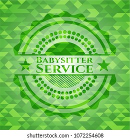 Babysitter Service green emblem. Mosaic background