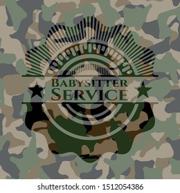 Babysitter Service on camouflage pattern. Vector Illustration. Detailed.