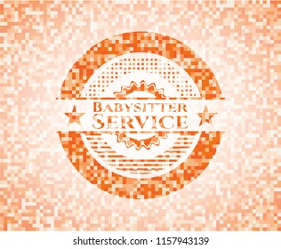 Babysitter Service orange mosaic emblem with background