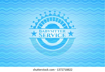 Babysitter Service sky blue water wave style emblem.